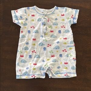 Kissy Kissy White and Blue Bodysuit One Pieces with Whimsical Print